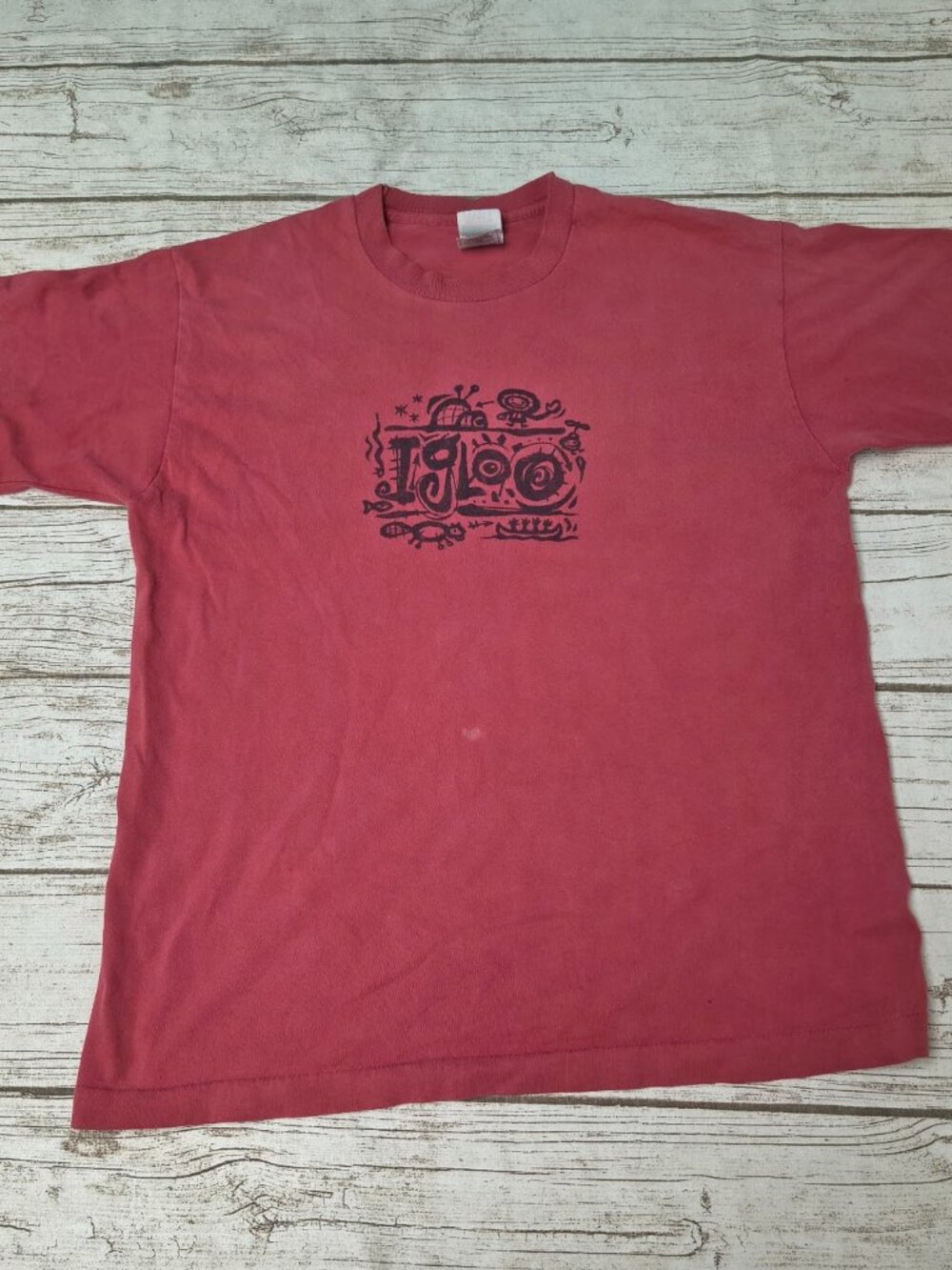 Vintage Fruit of the Loom Single Stitch Red Igloo T Shirt Size Large
